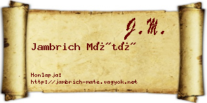 Jambrich Máté névjegykártya